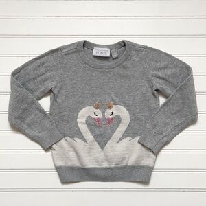 EUC Adorable Swan Princess Intarsia Knit Sequin Detail Crewneck Sweater